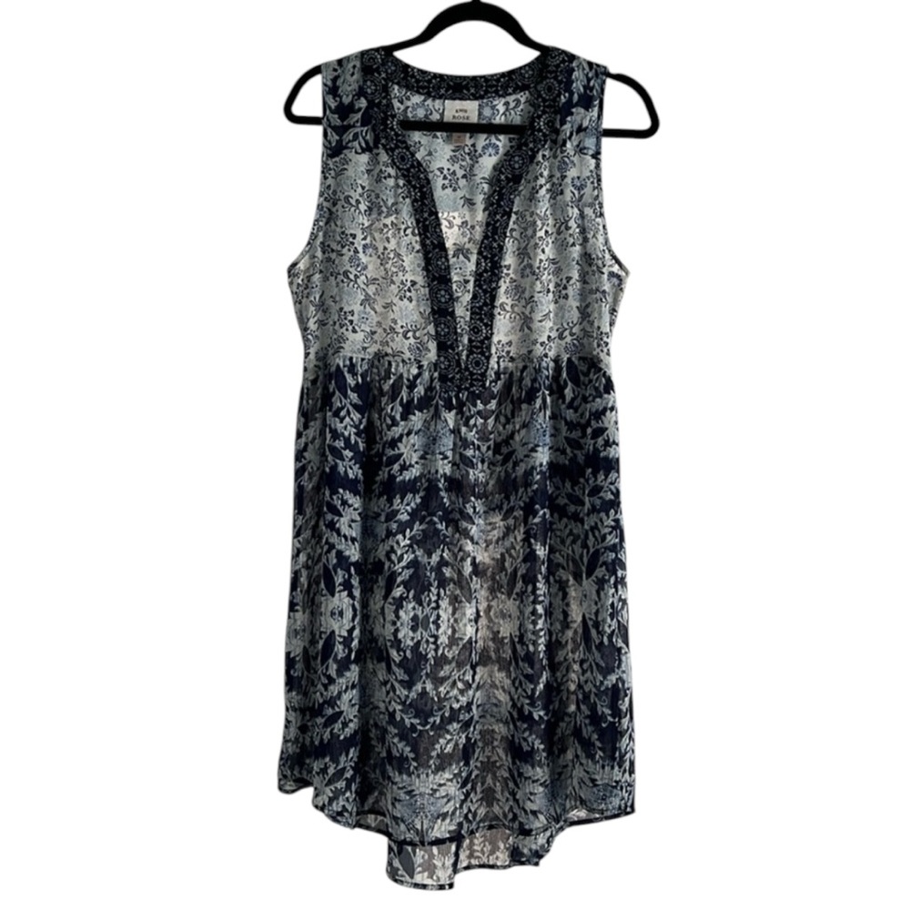 Knox Rose BoHo Peasant Top Womens Size M Soft Sheer Sleeveless Shirt EUC